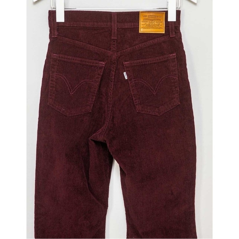 Women’s Levi’s 725 High Rise Corduroy Bootcut Pants Wine Burgundy Maroon 30 - Picture 7 of 8